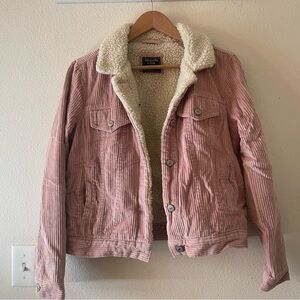 Pink Corduroy Jacket with Sherpa Lining